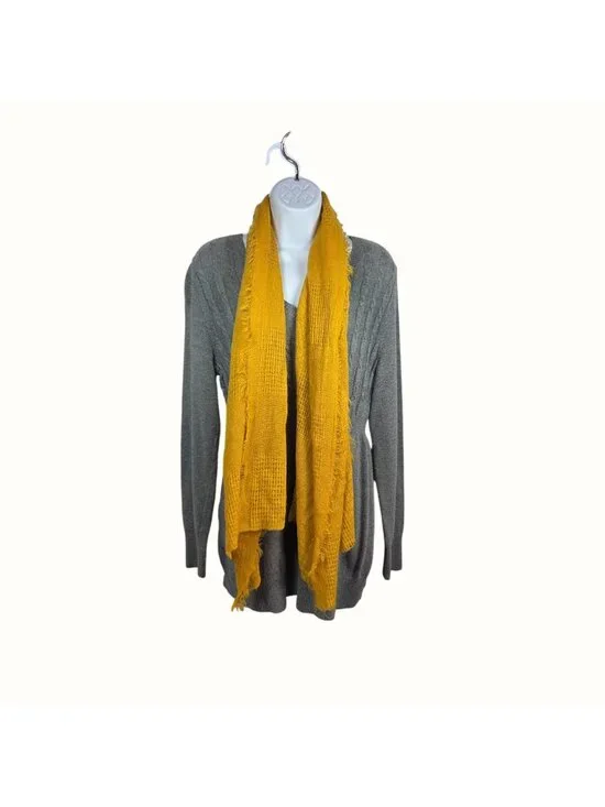 Cozy Mustard Yellow Scarf Lightweight Open & Closed Weave (Mix & Match 3/$15) - Picture 7 of 7